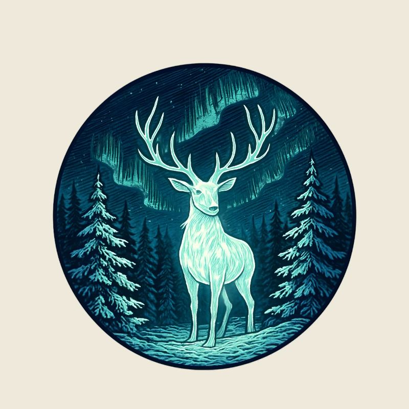 Orignal des aurores boréales dans la forêt