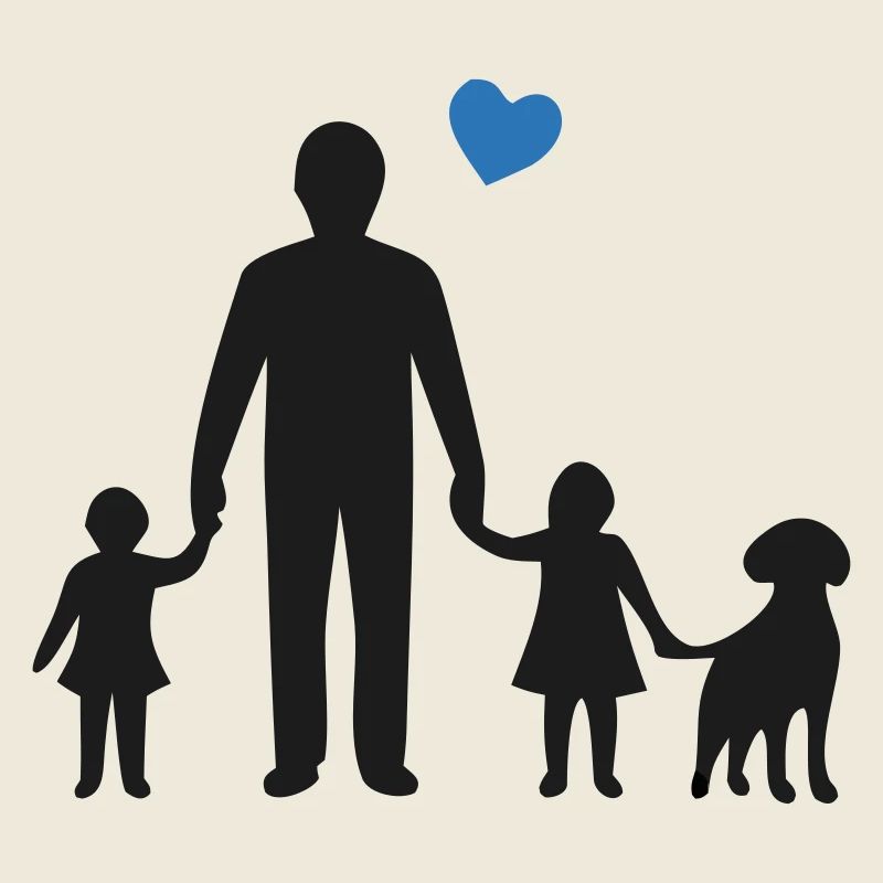Vater Kinder Hund Silhouette