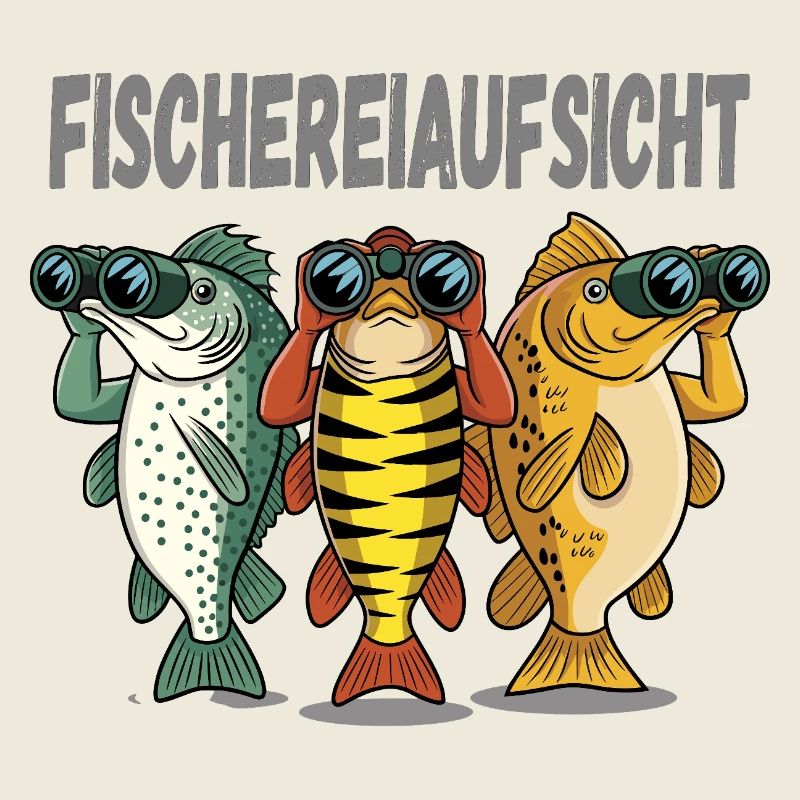  Fischereiaufsicht Lustige Angler Fische Mit