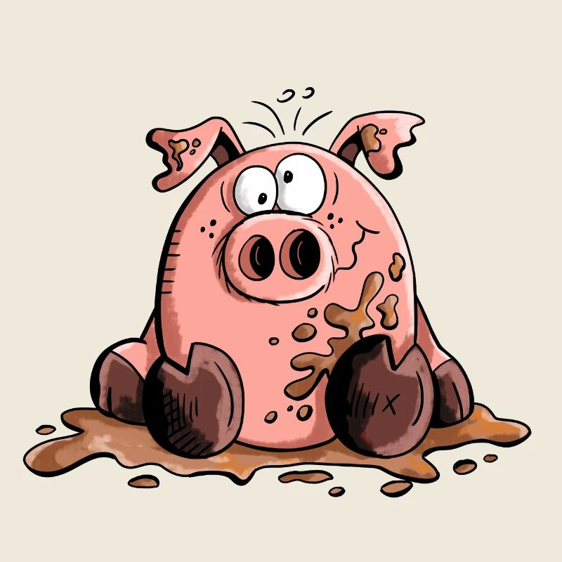 Cochon dans la boue - Cochons - Cadeau