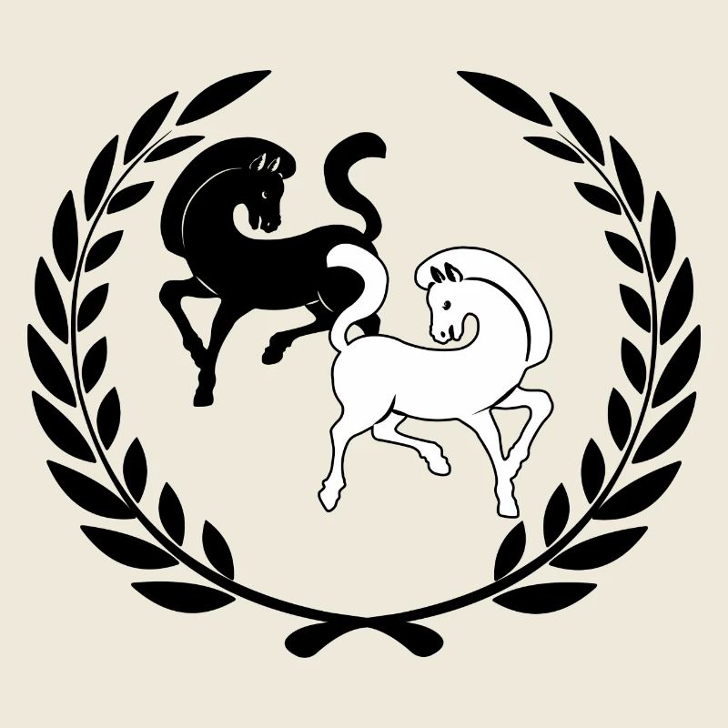 Lorbeerkranz mit zwei Pferden