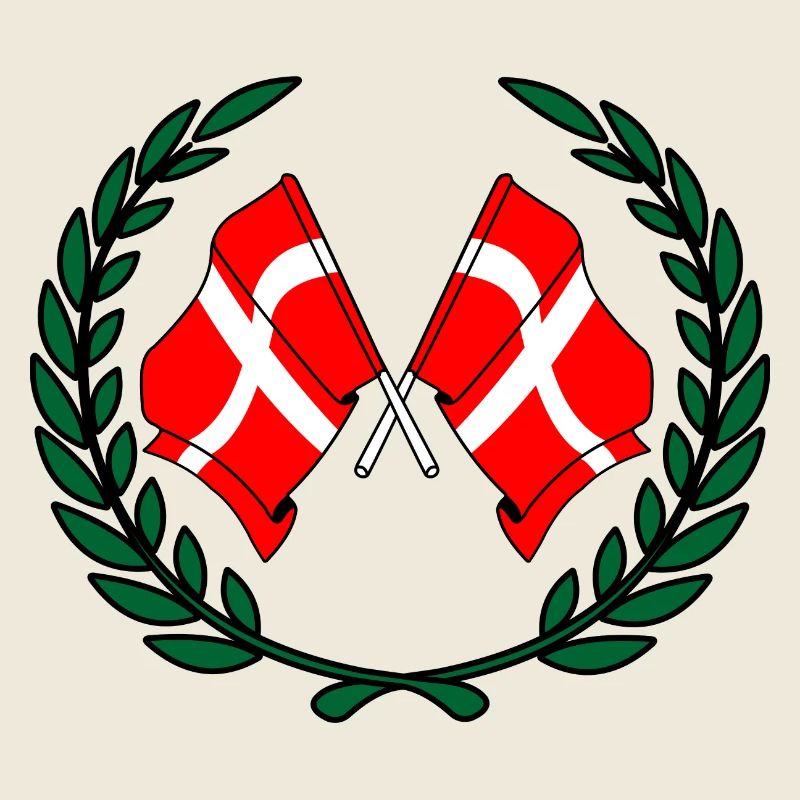 Denmark flags in laurel wreath