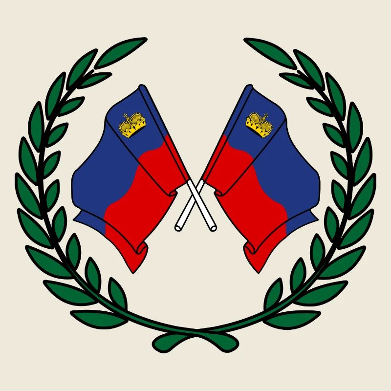 Flags Liechtenstein in laurel wreath
