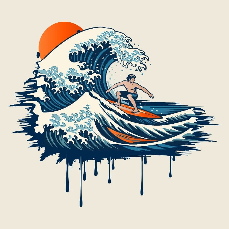 Illustration de vague dynamique sur une vague puissante