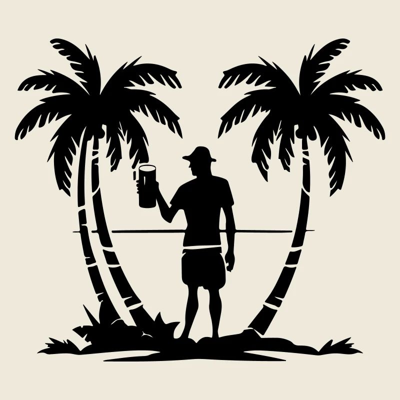 Silhouette de plage de palmiers de vacances