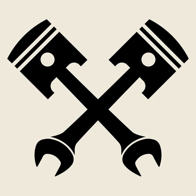 Crossed piston key emblem