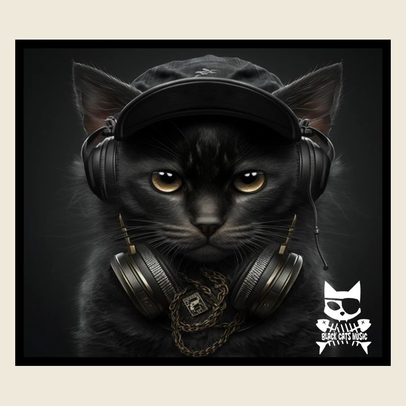 Katzen DJ mit Kopfhörern