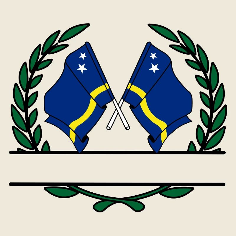Flags Curacao laurel wreath banner