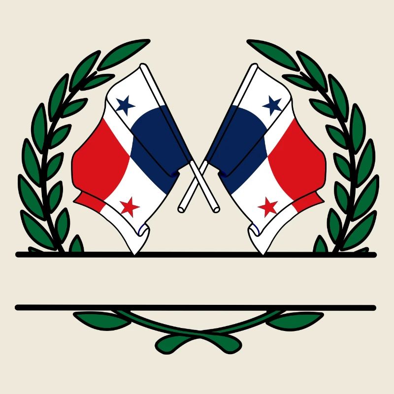 Flags Panama laurel wreath banner