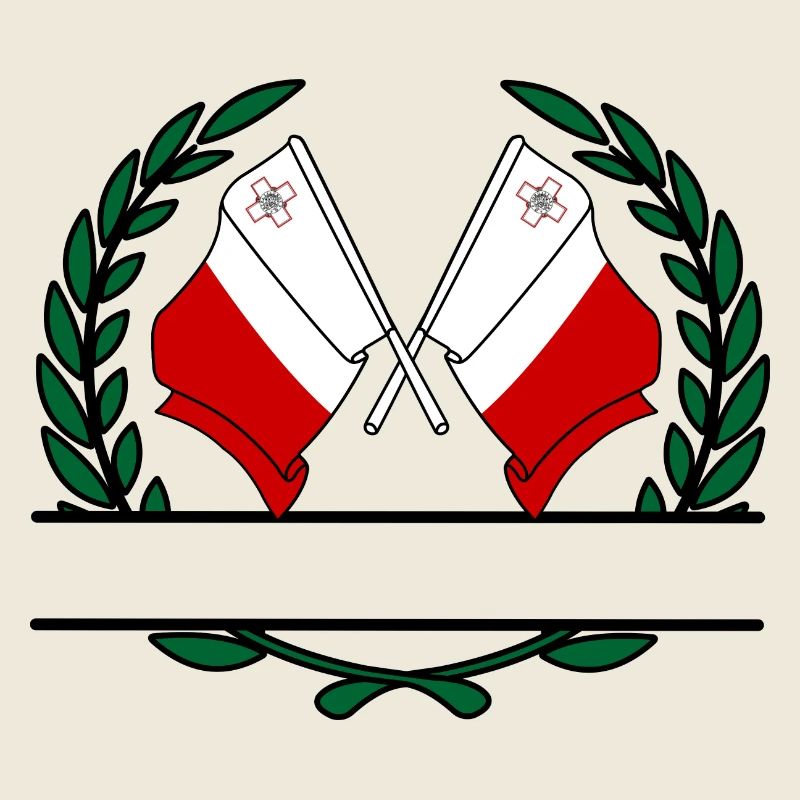 Flags Malta laurel wreath banner