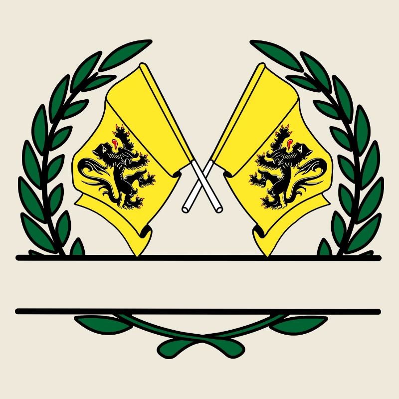 Flags Flanders Belgium laurel wreath banner