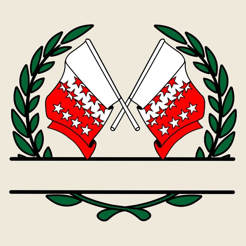 Drapeaux Valais Suisse couronne de laurier bannière