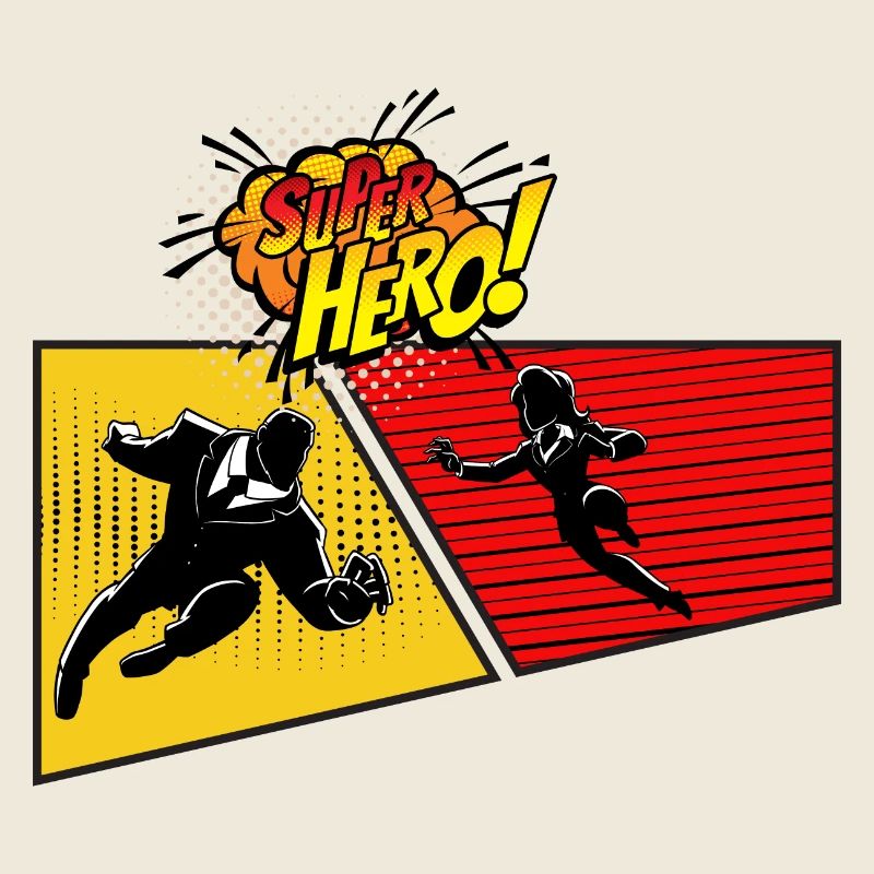 Superhelden-Pop-Art-Tafel