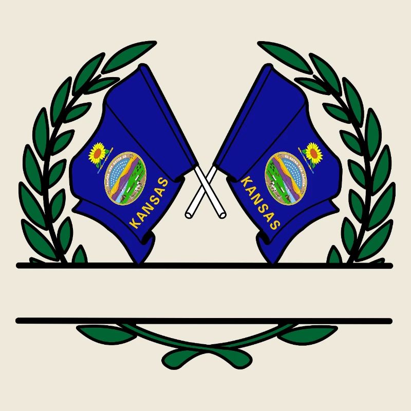 Flags USA Kansas laurel wreath banner