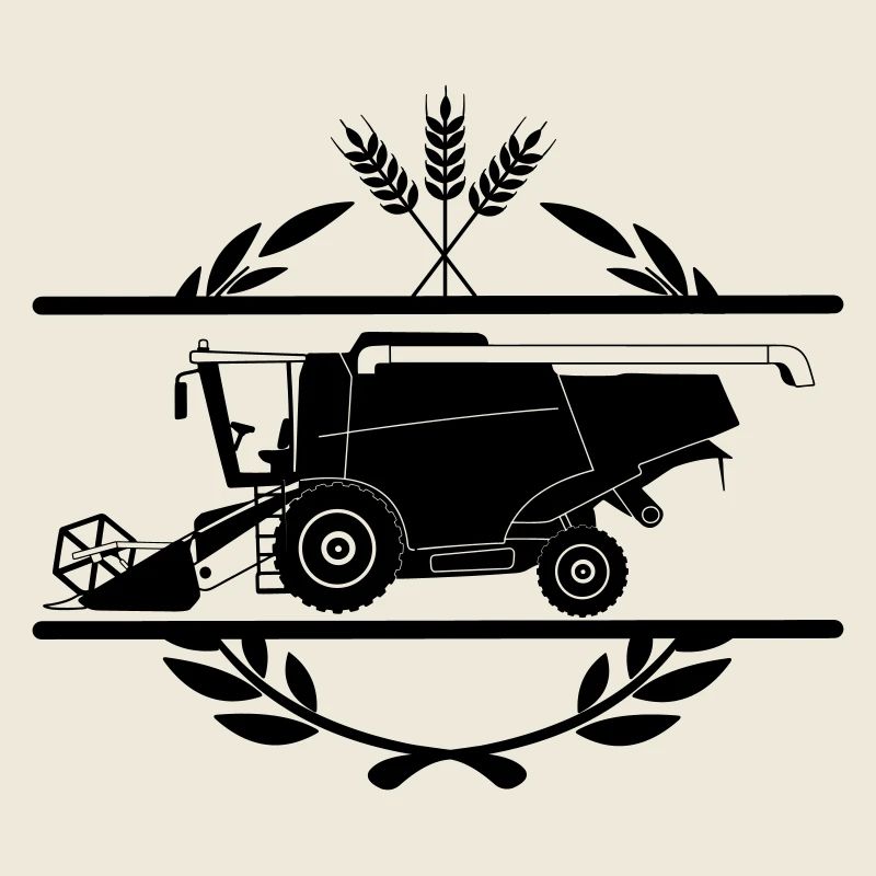 Mähdrescher im Lorbeerkranz-Logo-Stil
