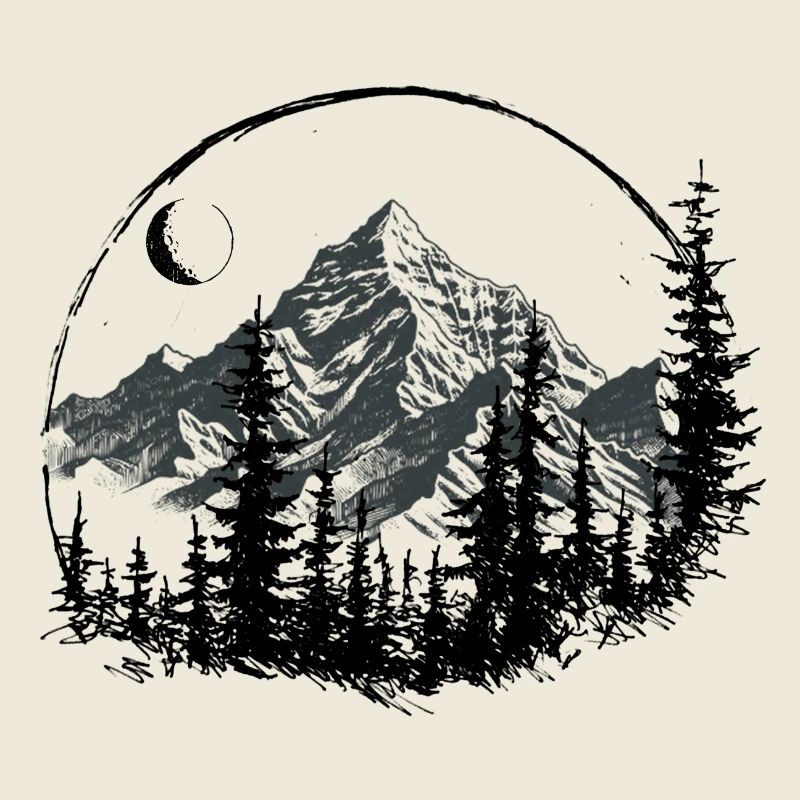 Bergsilhouette mit Kiefern