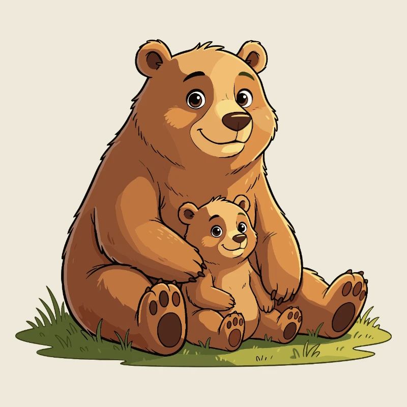 Sanfte Bärenmutter mit Jungem