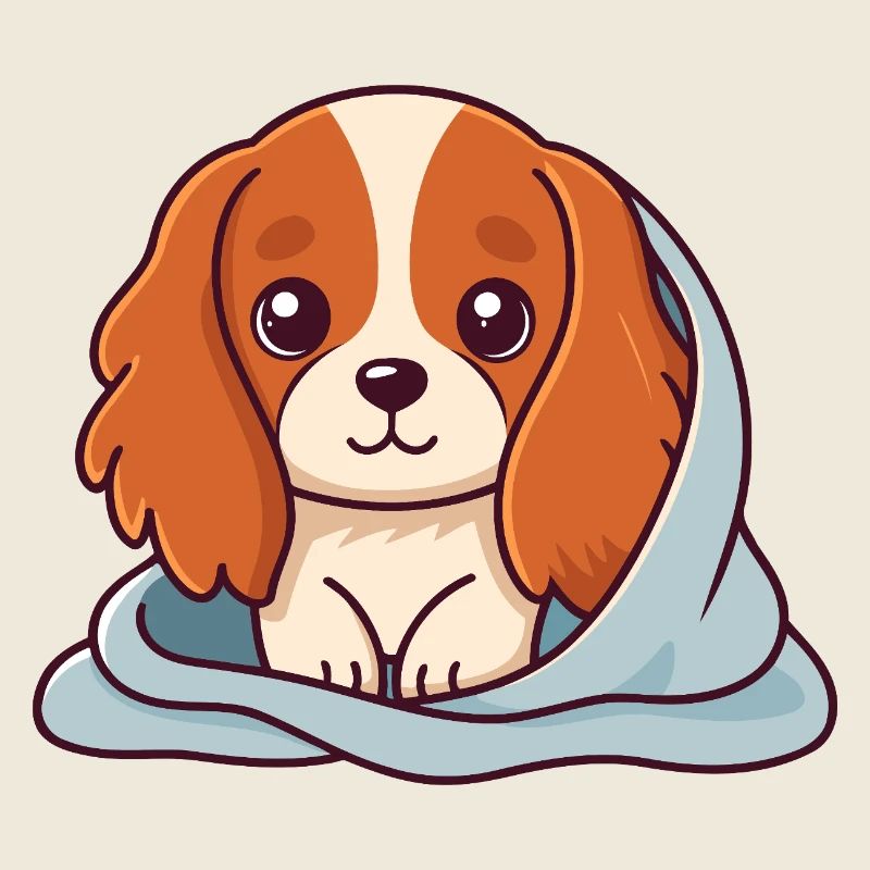 Soft puppy under plaid