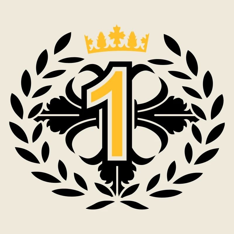 Le numéro un avec une couronne de laurier et la