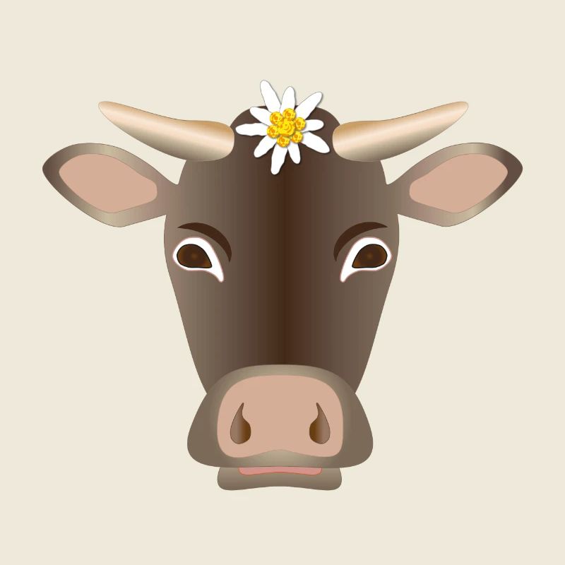 Vache alpine avec edelweiss