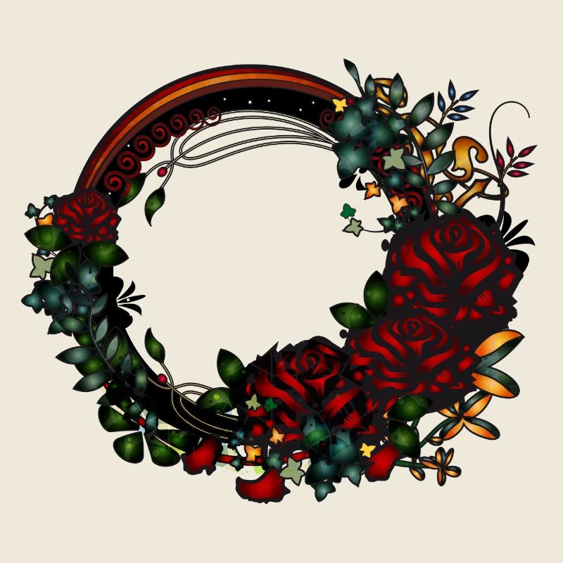 dunkler Rahmen Rosengarten in Jugendstil Optik