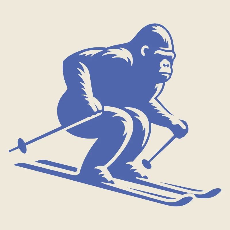Affe Gorilla Schimpanse Ski Silhouette Design