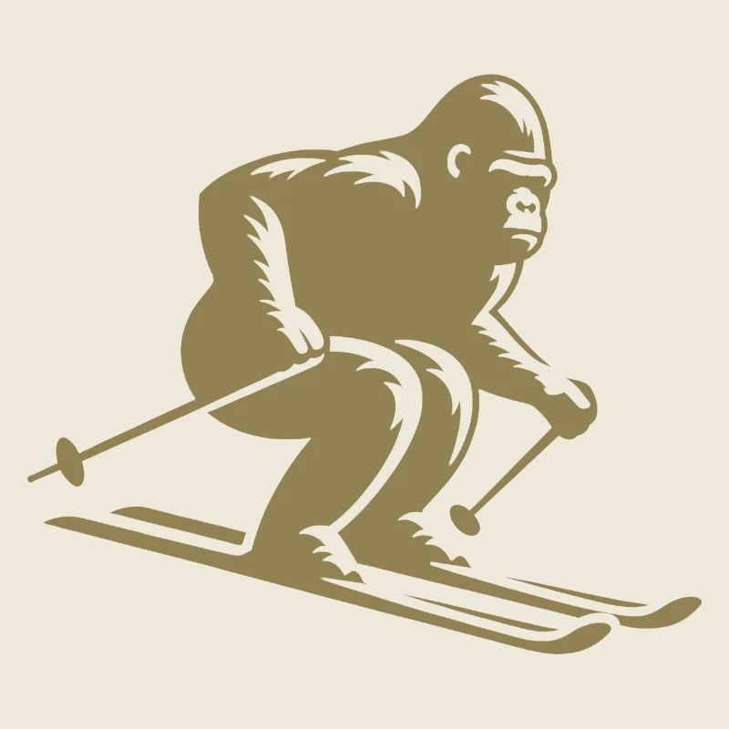 Singe Gorille Chimpanzé Ski Silhouette Design