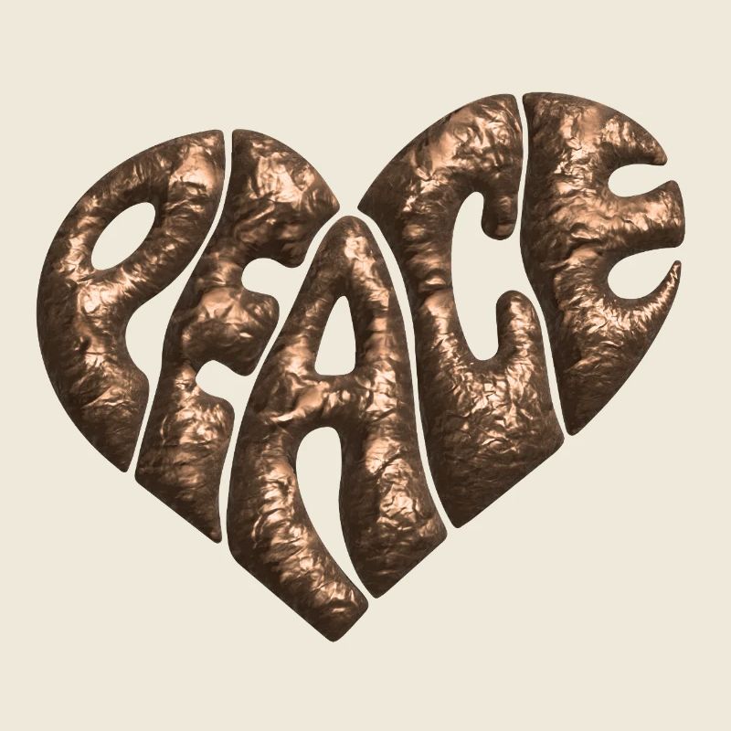 Peace Heart 3d Copper
