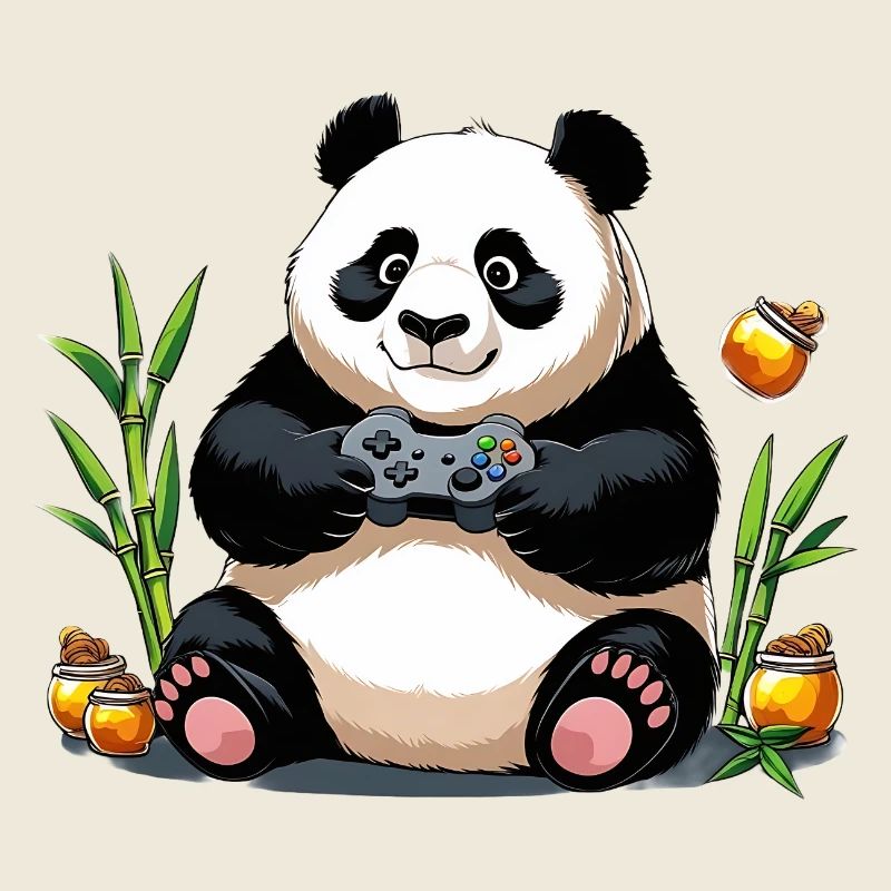 Chill Panda mit Gaming Controller