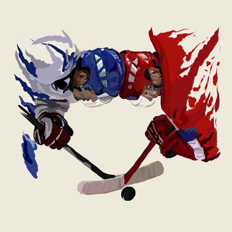 Duel de hockey sur glace Bleu Rouge