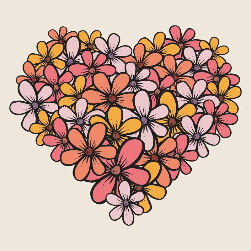 Flower Heart Floral Pattern