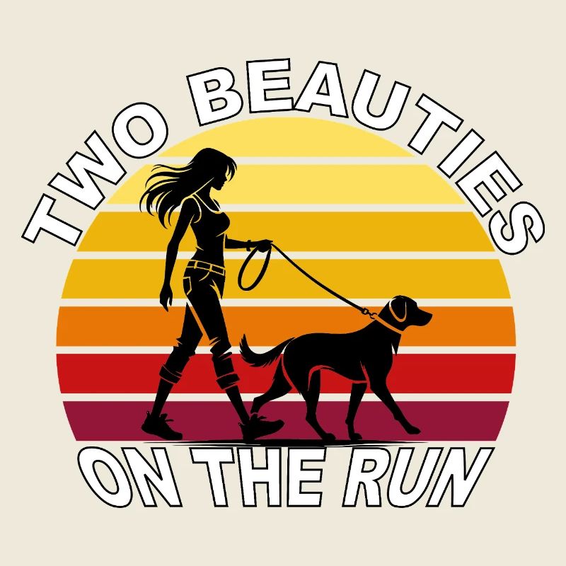 Two Beauties on the Run Hund Retro Design