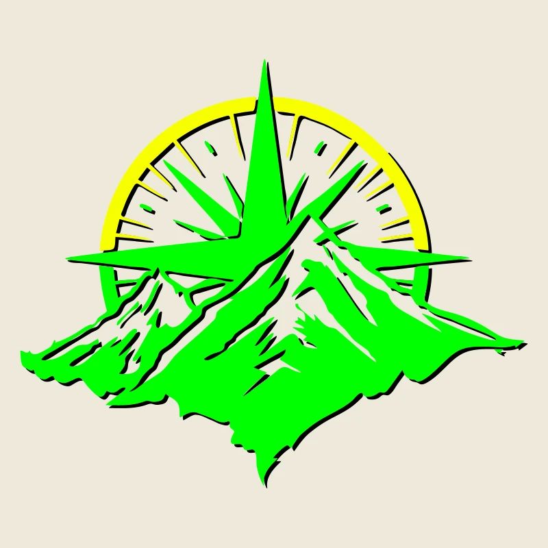 Compass With Mountain Silhouette