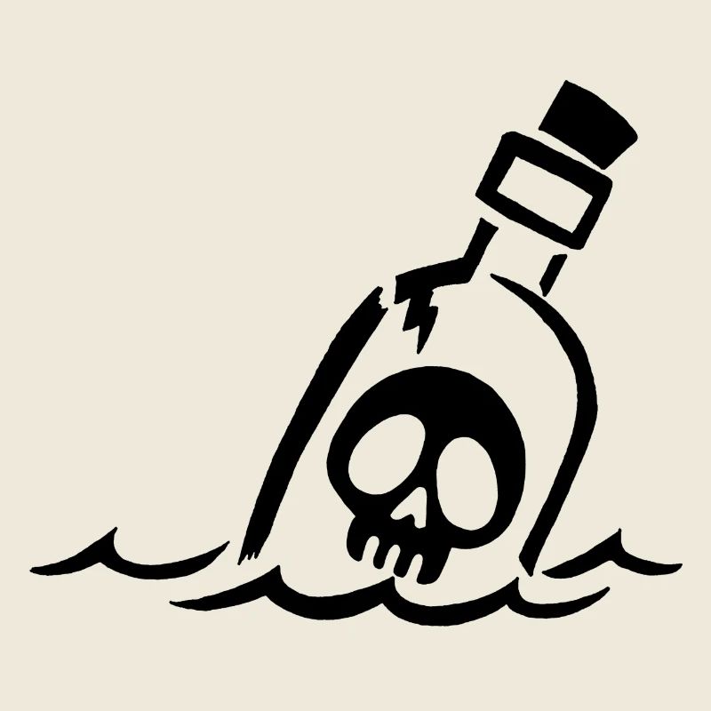 Crâne noir en bouteille