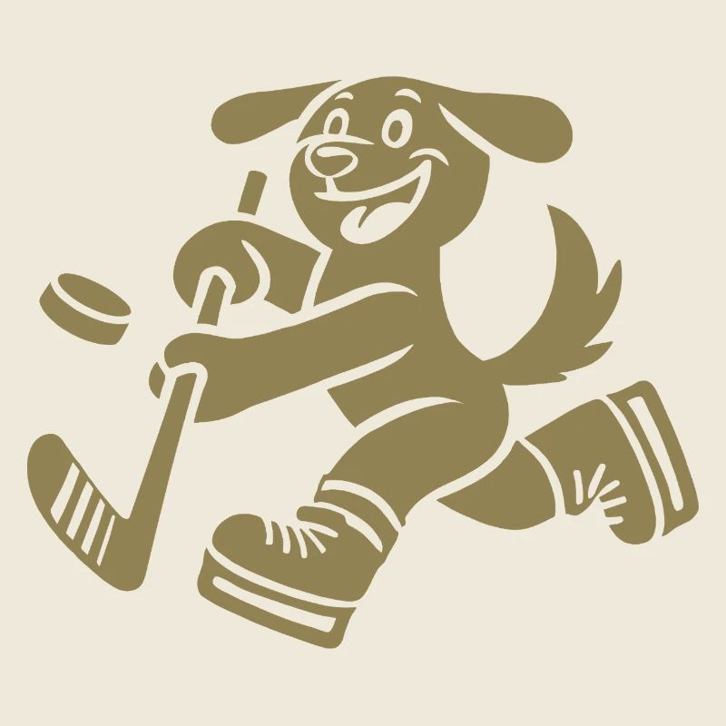 Dackel Eishockey Silhouette Minimalistisch