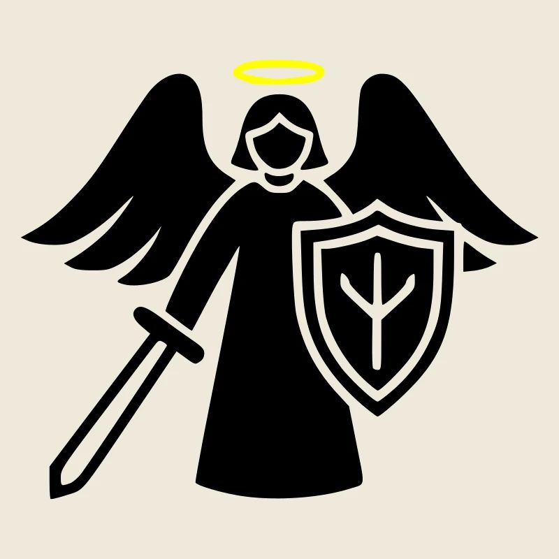 Schutzengel Krieger mit Schild Piktogramm