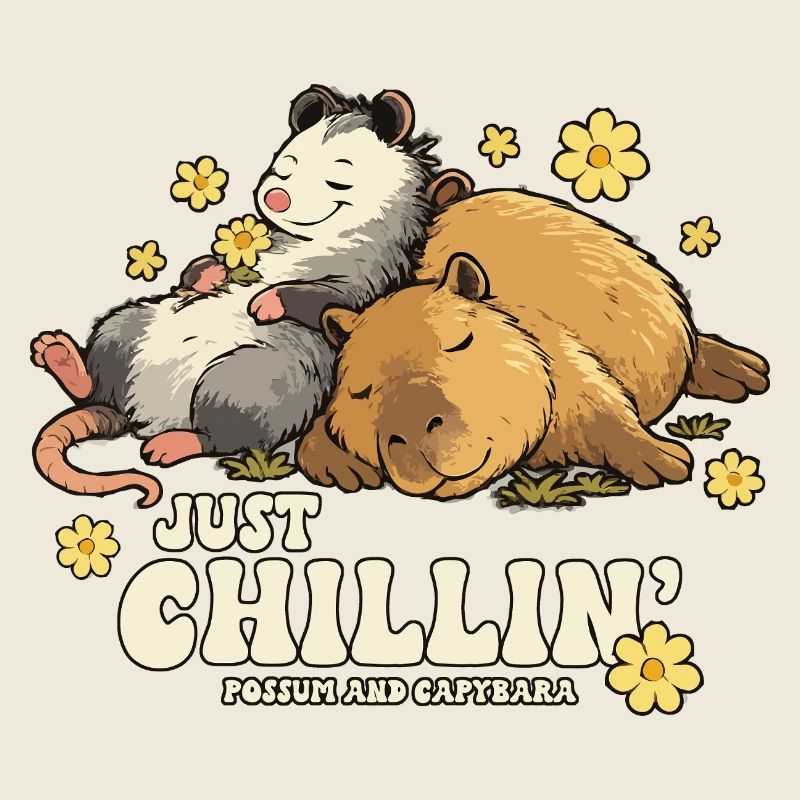 Just Chillin' Possum and Capybara