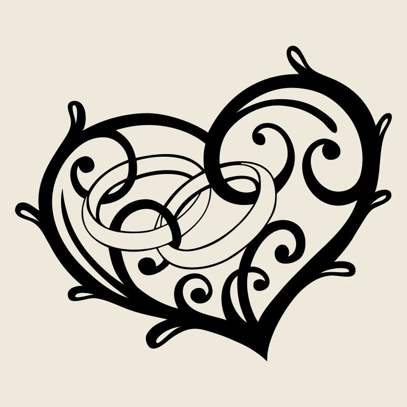 Cool design, big heart with rings, wedding