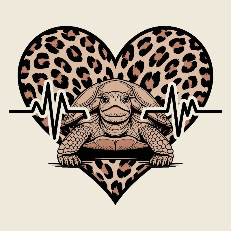 Imprimé léopard avec tortue et cœur