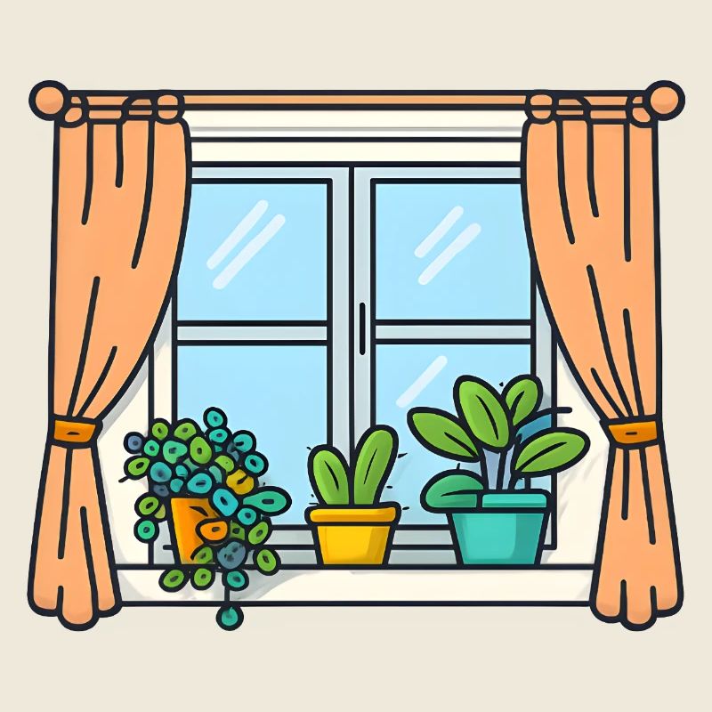 Window view with indoor plants
