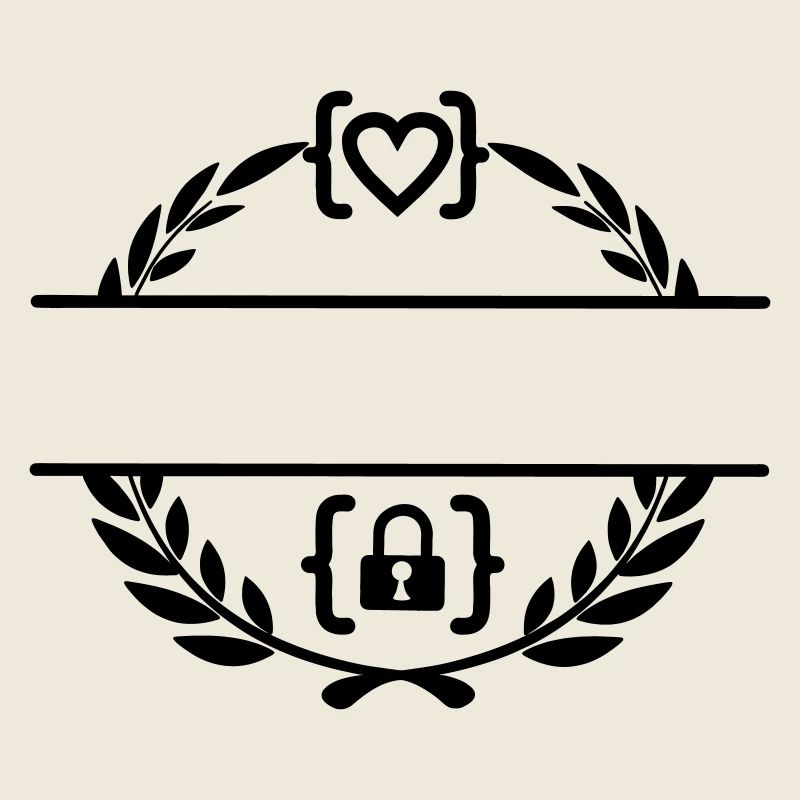 Code with heart and code with lock in laurel wreath m