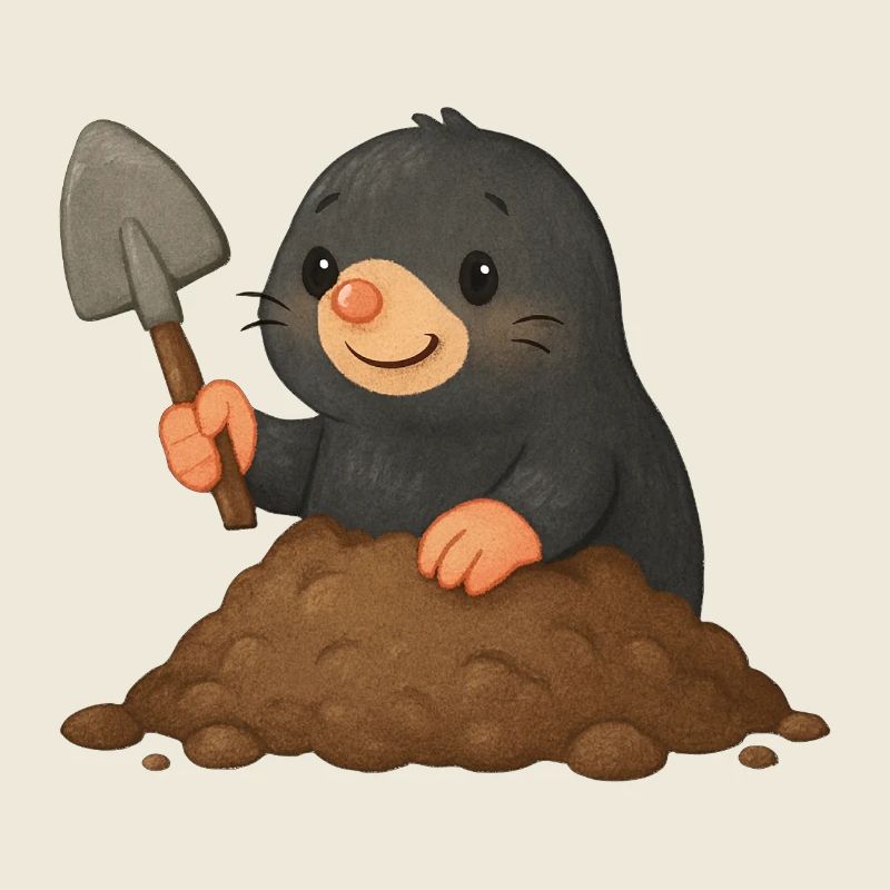 Cute mole with shovel