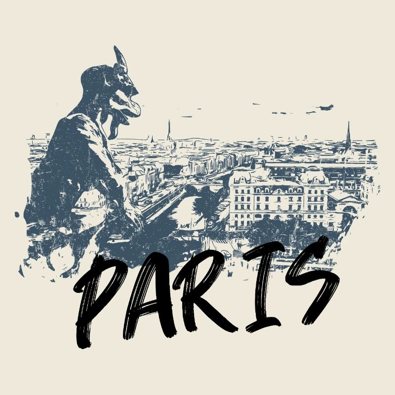 Paris with gargoyle of Notre Dame