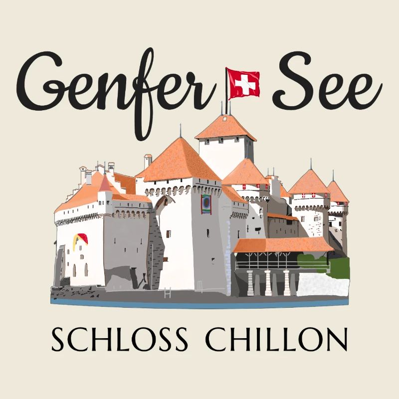 Lac Léman Château de Chillon, Suisse Dessin à la main
