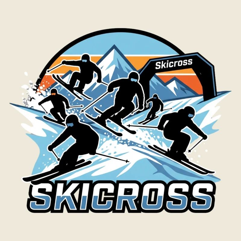 Action de course de skicross dans la neige