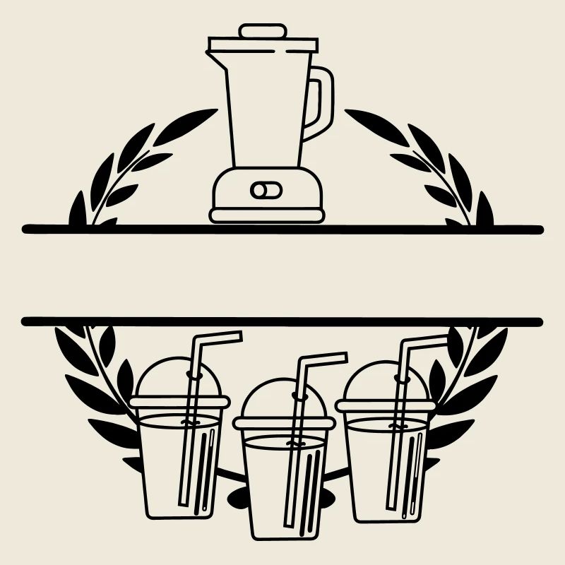 Blender smoothie in laurel wreath transparent