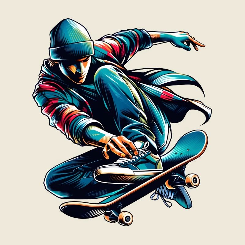 Lebendiges buntes Motiv eines Skaters