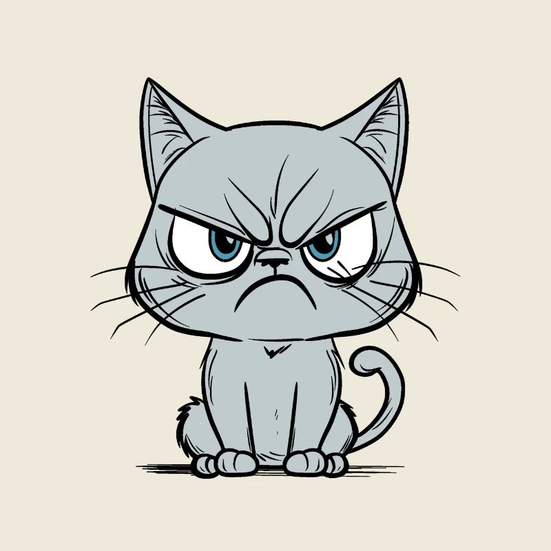 chat grognon, chat amusant, drôle