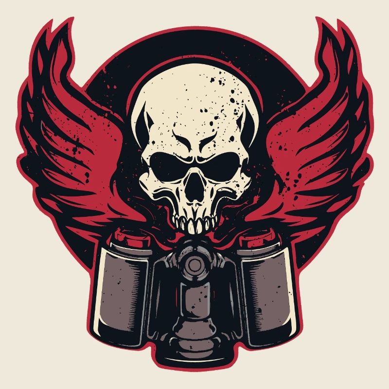 Piston Flaming Skull