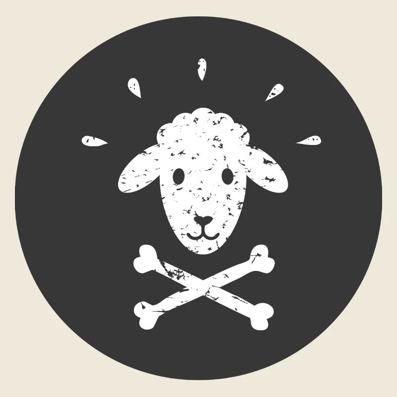 Jolly Roger Mouton Pirate sur Black Circle